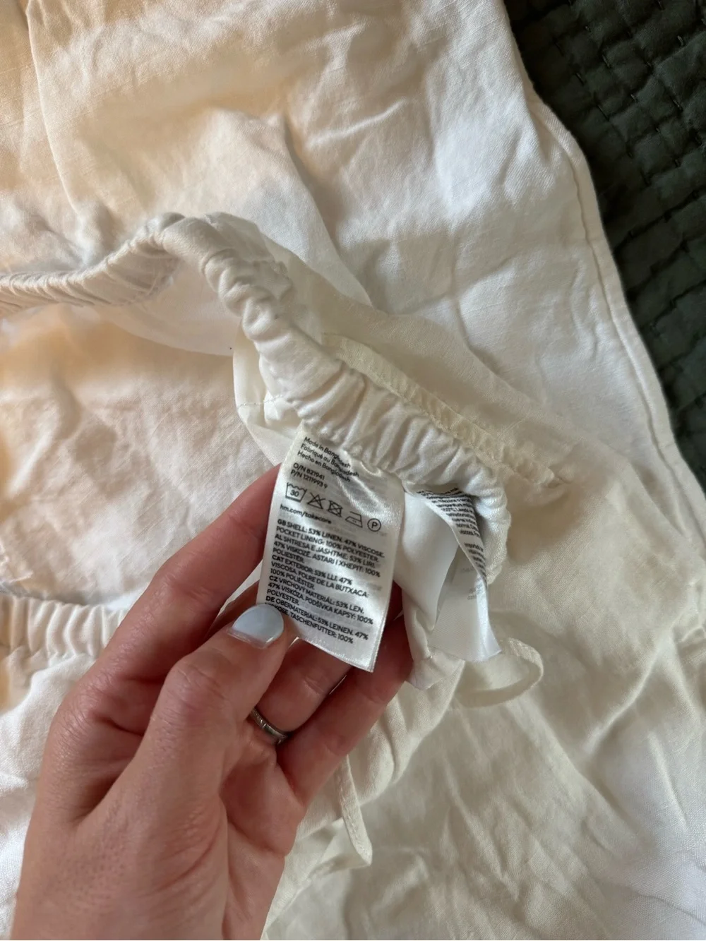 H&M White Linen Drawstring Pants